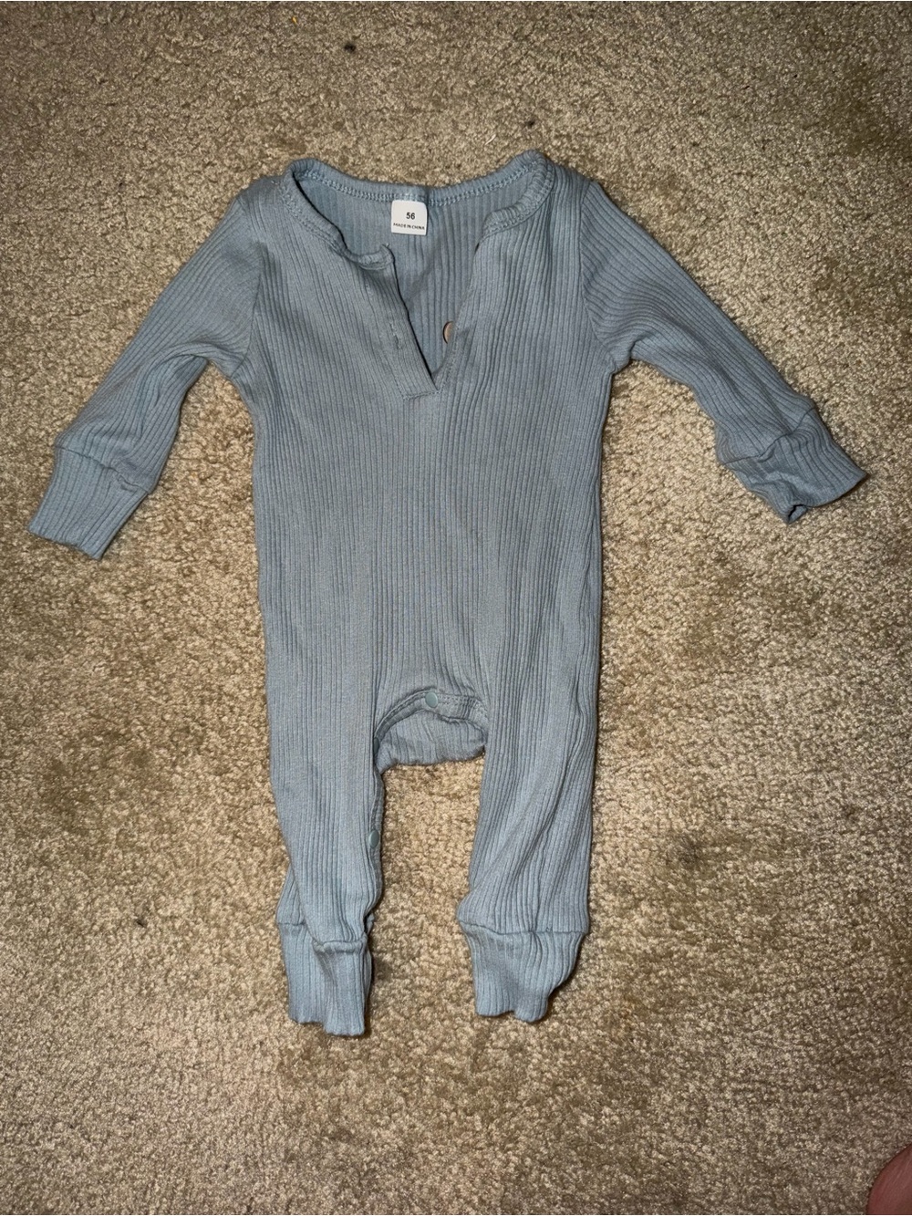 Soft Ribbed Light Blue One-Piece Romper for Kids